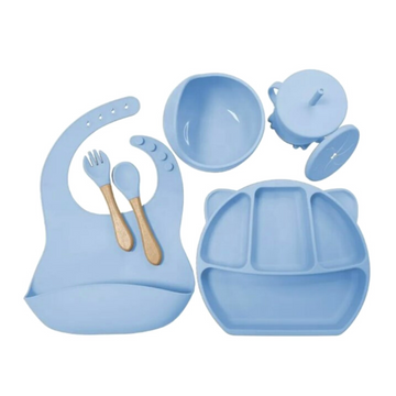 7 piece silicone baby feeding sets (suction grip tableware) various colours